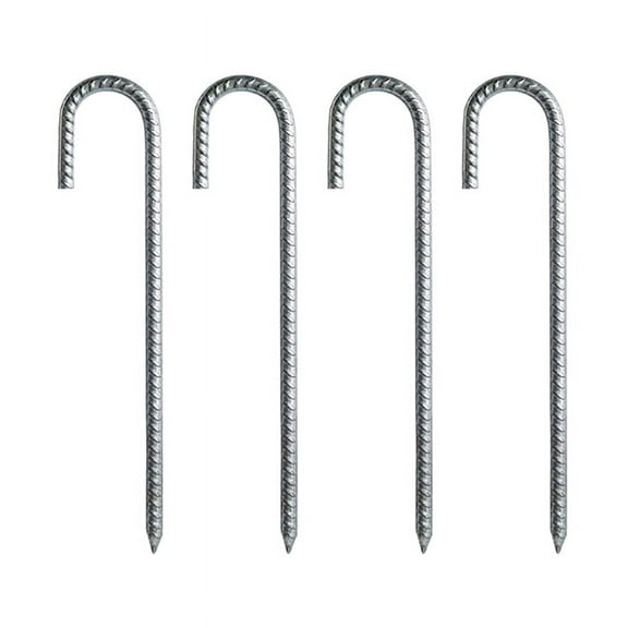 4 Pcs Heavy Duty Tent Peg Galvanized Steel J Hooks Nails Thick Garden Stake Peg Garden Stakes High Strength Nails