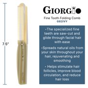 Giorgio G82 4 Inch Handmade Folding Pocket Comb for Men, Fine Tooth Hair Comb Straightener for Everyday Grooming Styling Hair, Beard or Mustache, Use Dry or with Balms, Saw Cut Hand Polished