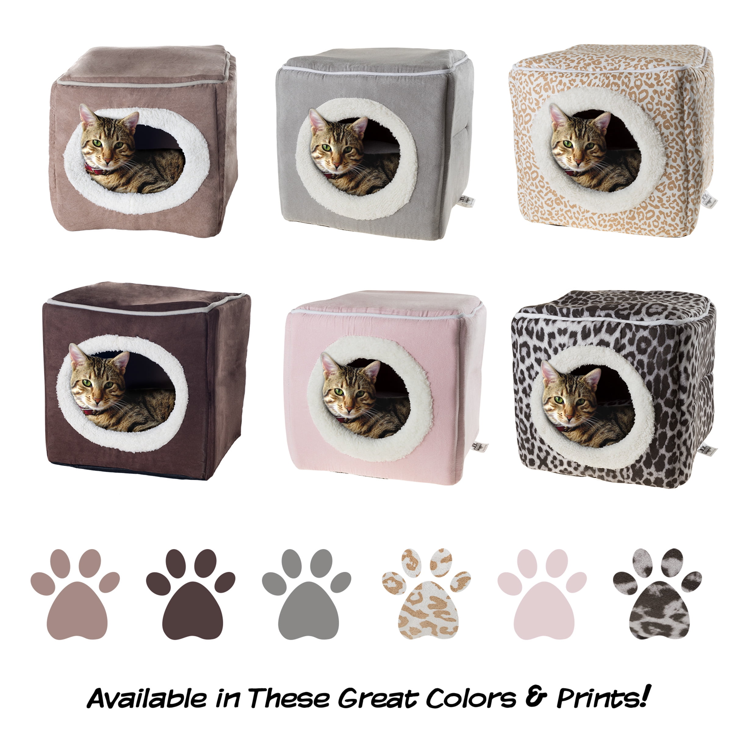 Cat House ? Plush Enclosed Cat Bed with Removable Cushion ? Foam Pet Cave Bed for Kittens or Small Dogs up to 16lbs by Petmaker (Dark Brown)