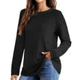 thumbnail image 2 of Pxiakgy plus size tops for women blouses for women Women's Long Sleeve Shirts Crewneck Tunic Tops Lightweight Fall Sweaters Black+L, 2 of 5