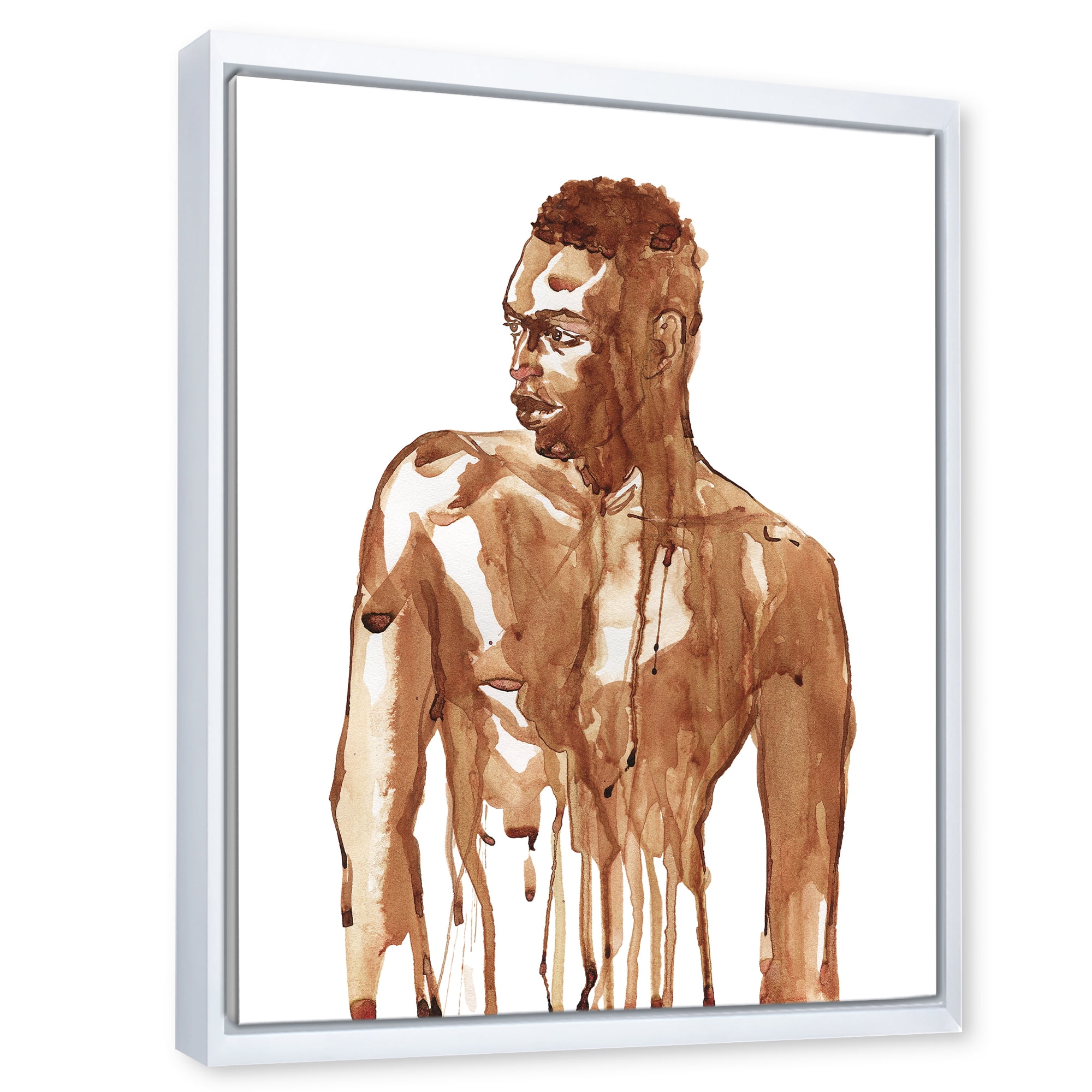 Designart 'Portrait of Handsome African Man On White II' Modern Framed Canvas Wall Art Print
