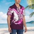 thumbnail image 3 of Sikiie Skull White Horse Print Men's Hawaiian Shirt, Summer Beach Button Pocket Short Sleeve T-Shirt,3X-Large, 3 of 7
