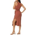 thumbnail image 3 of INSPIRE CHIC Women's Summer Sleeveless Midi Dress Crewneck Waist Cut Out Split Slit Tank Dress Ribbed Bodycon Dress S Red, 3 of 6