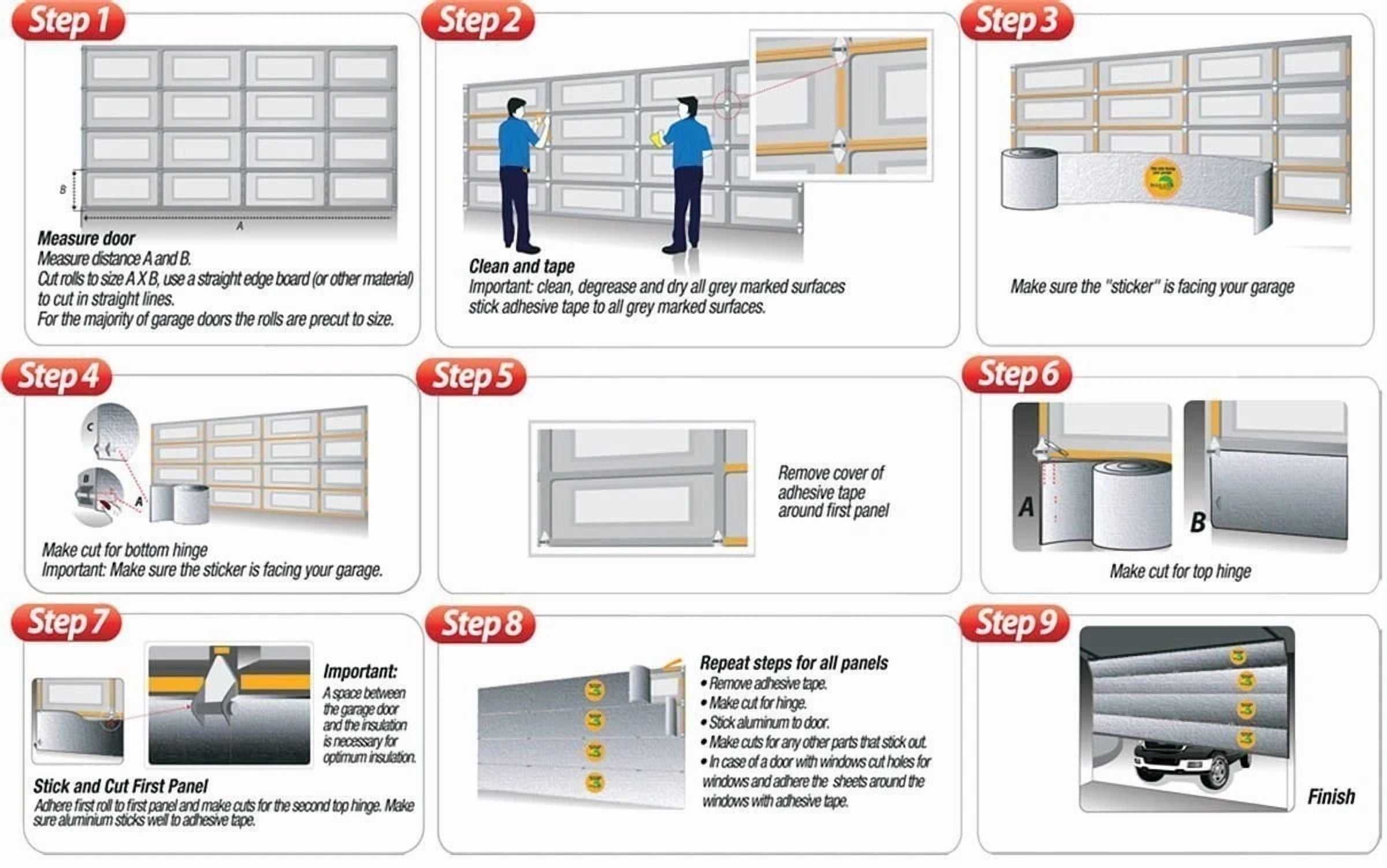 Reflective Garage Door Insulation Kit R8 - ONE 1 CAR GARAGE DOOR 9'W x 7'H