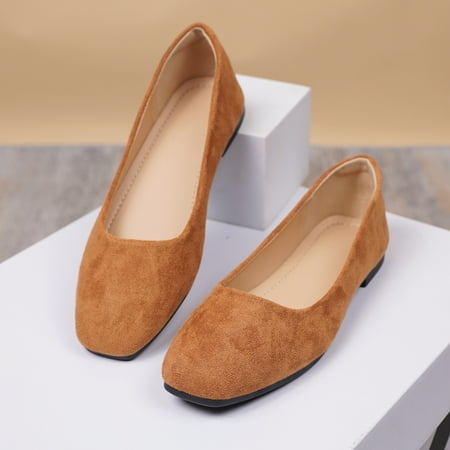 

Women‘s Solid Color Minimalist Flats Shallow Mouth Lightweight Soft Sole Ballets Square Toe Versatile Shoes