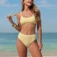 thumbnail image 2 of Sevevn Women's High Waisted Striped Bikini Set Ribbed Two Piece Swimsuit Yellow M, 2 of 6