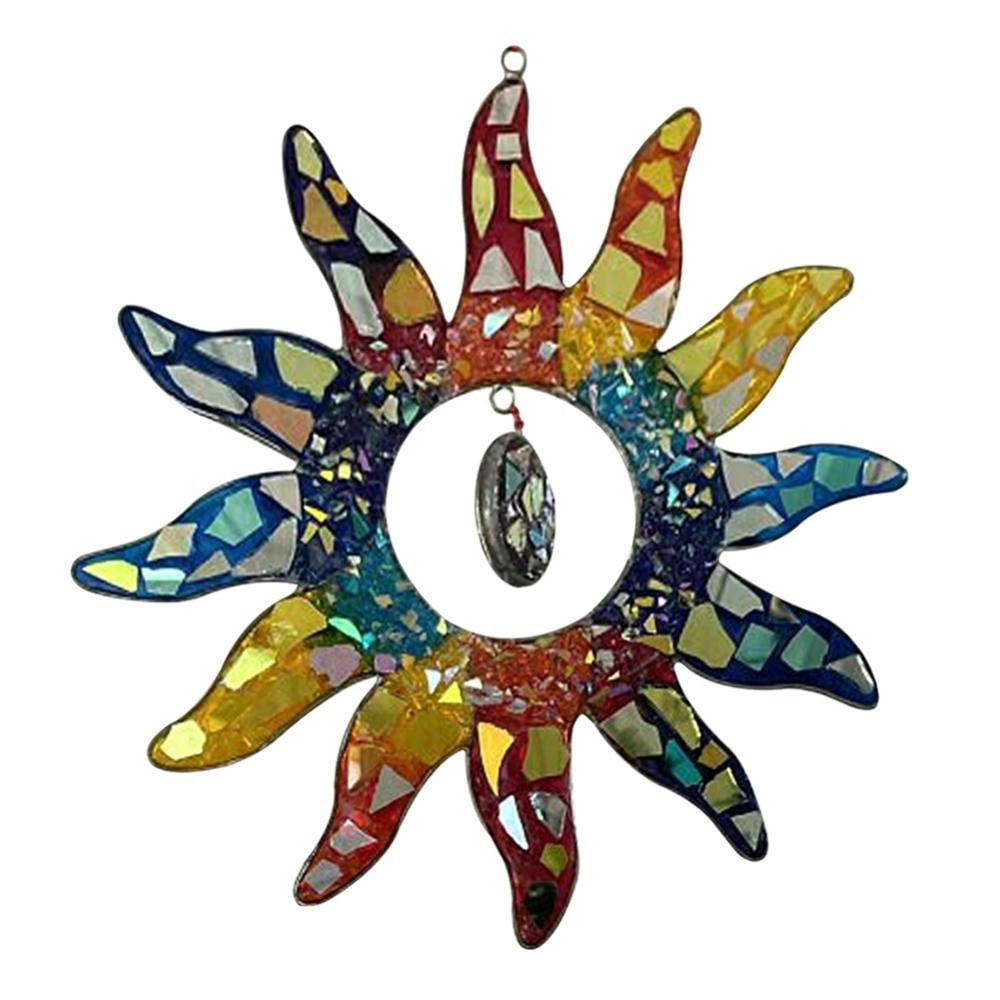 Stained Glass Chakra Rainbow Blue Top Wind Chime Sun Catcher 