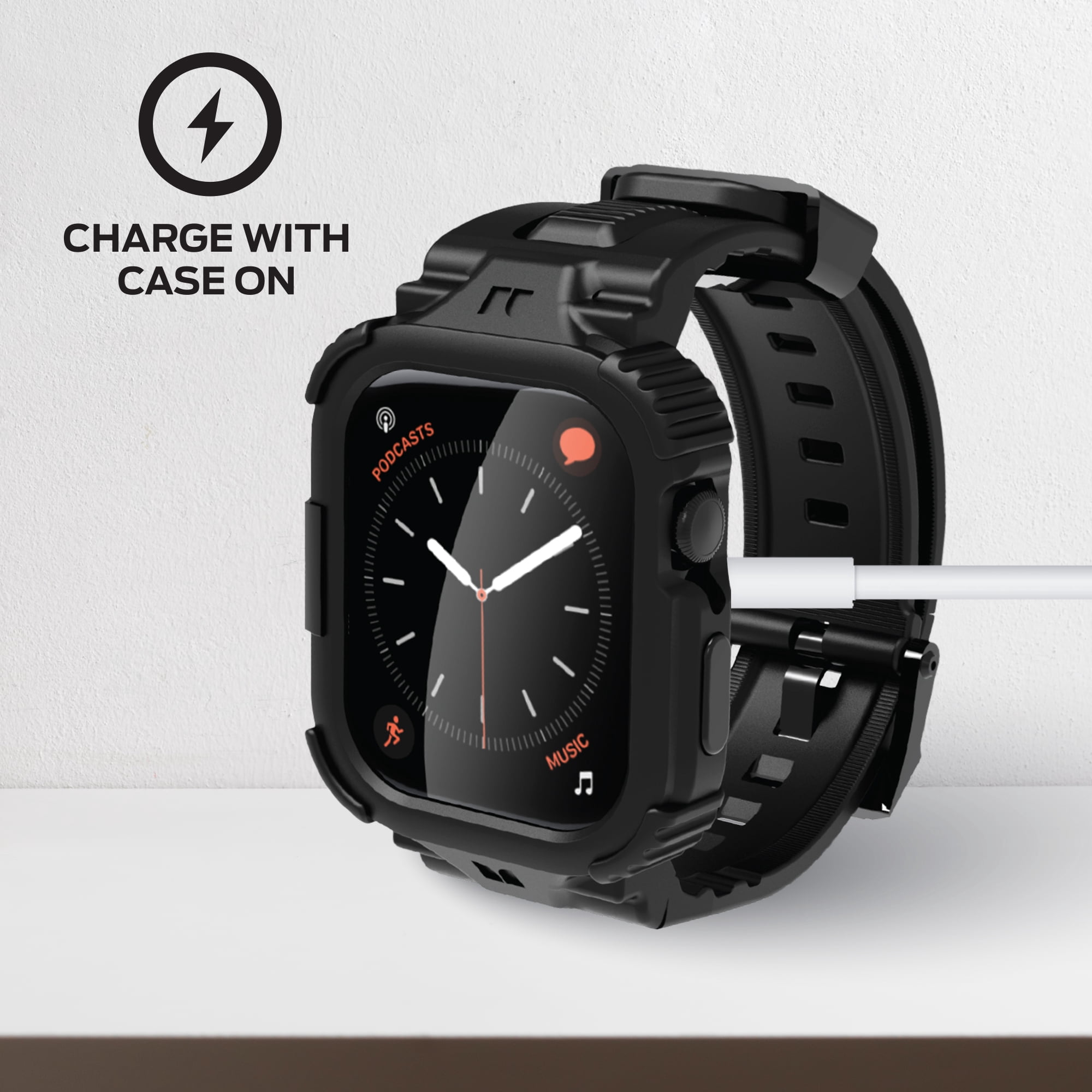 Monster Rugged Smart Watch Band with Protective Case and Touch-Sensitive Screen Cover, Compatible with Apple Watch, 44mm