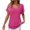 Hot Pink, variant on Clearance! Delayuji Womens Short Sleeve Tops Knit Tops 2025 Spring Summer V Neck Shirts Casual Trendy Blouses Basic Tee L Black