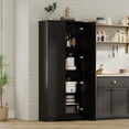 thumbnail image 3 of TROPOW Tall Pantry Cabinet, 60" Kitchen Storage Cabinet with 2 Doors & Adjustable Shelves, Freestanding Wooden Cupboard for Bathroom，Dining Room, Living Room, 3 of 9
