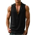 thumbnail image 3 of UVEASISHA Linen Sleeveless Shirts for Men V Neck Loose Tank Tops Summer Casual Vacation Beach Shirt Solid Color Henley Tank Shirts Black XL, 3 of 7