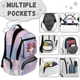thumbnail image 4 of Yspwyqan Girls Backpack Set Ages 8-10, Pastel Axolotl Gradient School Backpack with Lunch Box Pencil Case, 17" Multi-Pocket Bags Fits 15.6" Laptop for Middle High School, 4 of 7