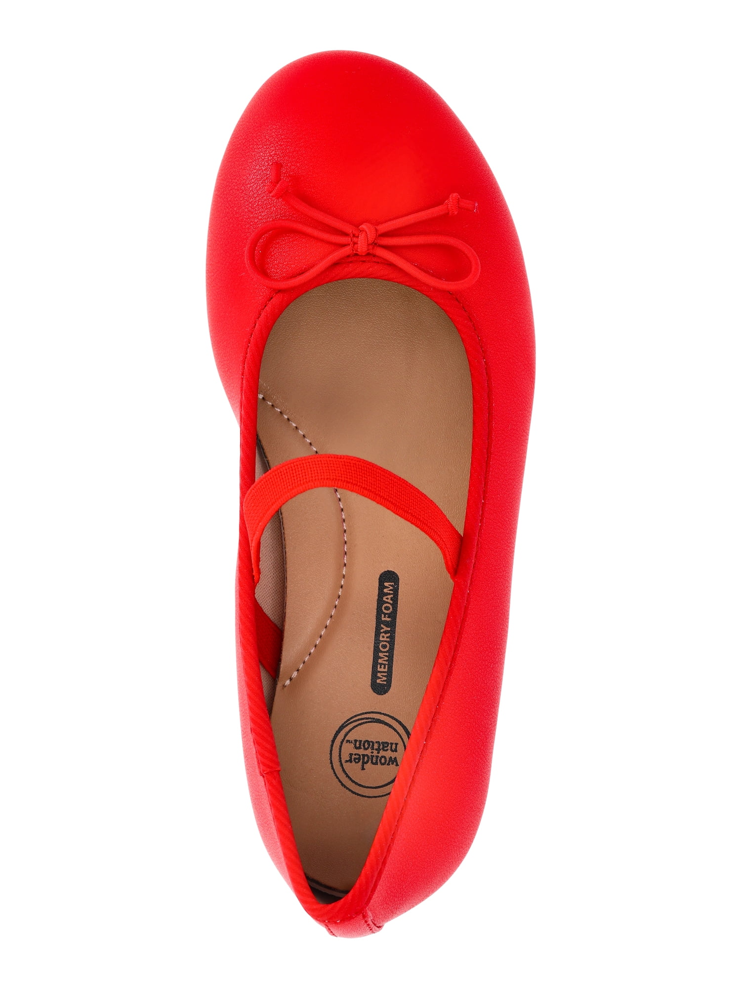 Wonder Nation Little and Big Girls Faux Leather Ballet Flats