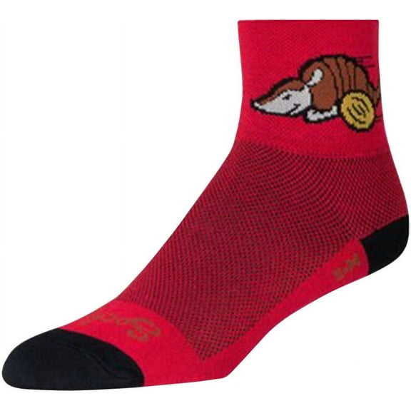 SockGuy Classic Turbodillo Socks - 3 inch, Red/Black, Small/Medium