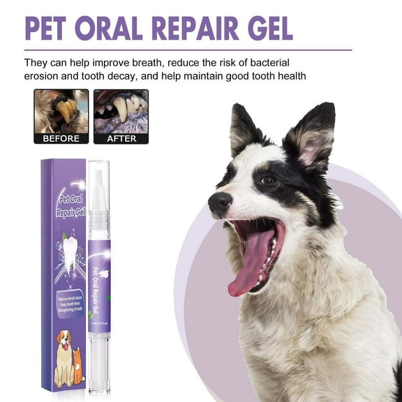 PPgejGEK Purple Pet Oral Repair Gel 5ml - Dog & Cat Teeth Cleaning Gel, Remover, Bad Breath Treatment, Oral Hygiene Care for Pets