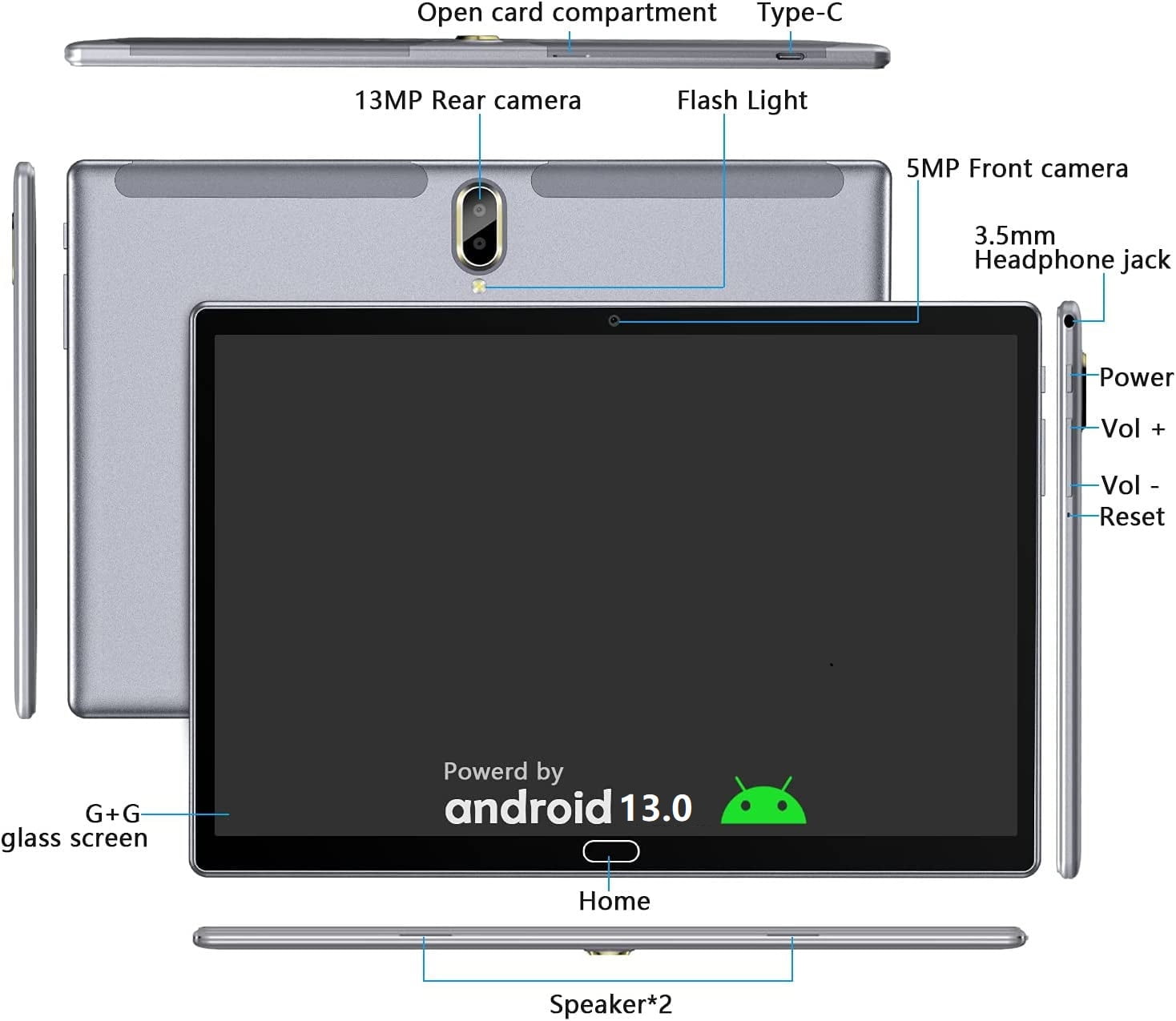 Android 13 Tablet 10 inch Tablet with Keyboard Wireless Mouse Stylus,4G Phone Tablet