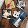 thumbnail image 5 of Blue and Grey Abstract Art Artwork Kitchen Oven Mitt and Pot Holder Sets 4 Pcs for Baking, Cooking and Grilling, Heat Resistant Up To 392 °F, 5 of 7