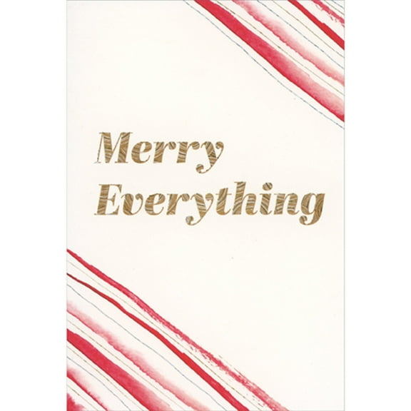Pictura Merry Everything Framed by Diagonal Red Stripes Christmas Card