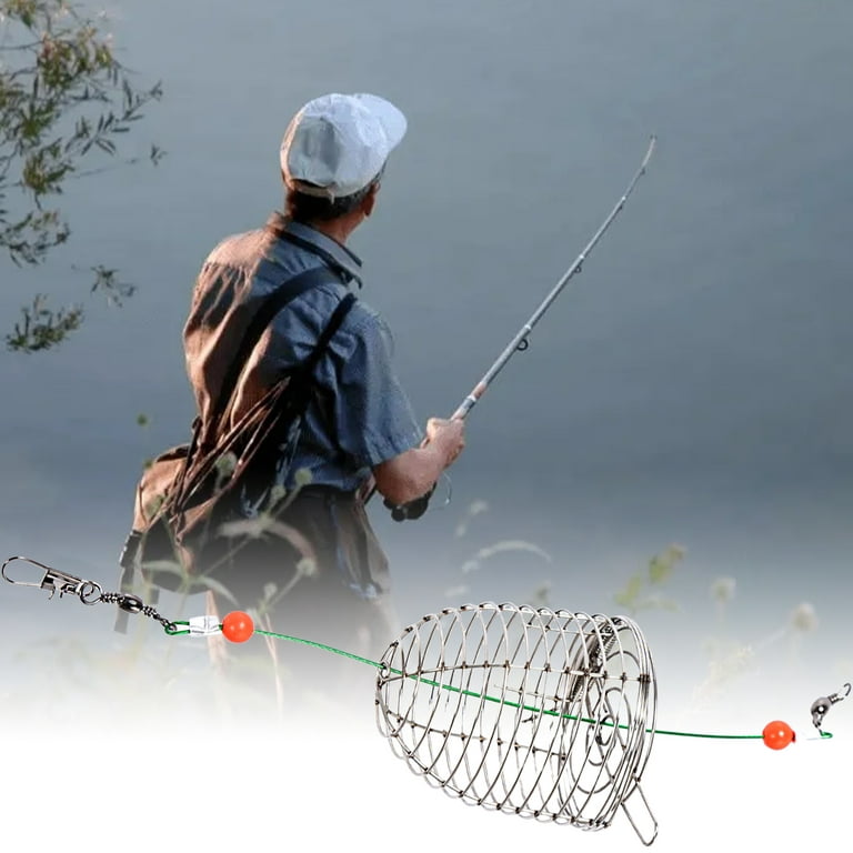 UDIYO Fishing Bait Cage Reusable Compact Size Rust-proof Wear-resistant  with Spring Increase Fishing Rate Stainless Steel Angling Lure Feeder Carp Fishing  Tackle Cage Outdoor Fishing 
