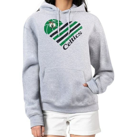 Women's G-III 4Her by Carl Banks  Heather Gray Boston Celtics  Heart Pullover Hoodie