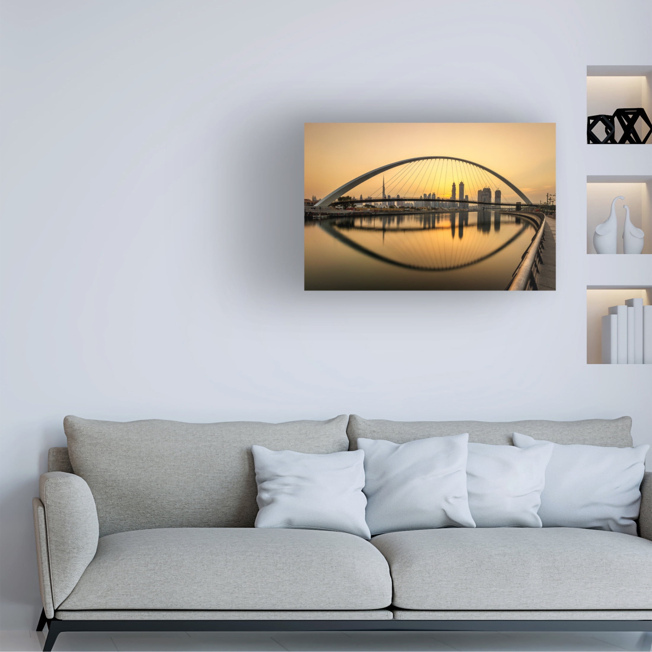 Canvas Wall Art - Mohammed Shamaa 'Dubai Water Canal' Wall Art for Living Room, Bedroom, or Office D?cor by Trademark Fine Art - 24 x 16 Inches