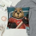 thumbnail image 2 of Hockey Pillow Sham, Cartoon Style Beaver Plays as a Goalkeeper Fun Activity Theme Animal Mascot Design, Decorative Standard Size Printed Pillowcase, , Multicolor, 2 of 5