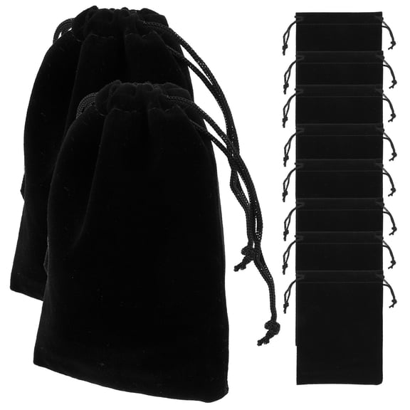 Homoyoyo Black Drawstring Jewelry Pouches, Set of 12 Small Storage Bags for Jewelry, Accessories, Travel, and Packaging
