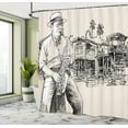 thumbnail image 5 of Ambesonne Jazz Shower Curtain, River Bank Palm Trees, 69"Wx75"L, Beige Black, 5 of 5