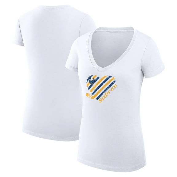 Women's G-III 4Her by Carl Banks  White Buffalo Sabres Super-Slim Fit Lightweight Heart V-Neck T-Shirt