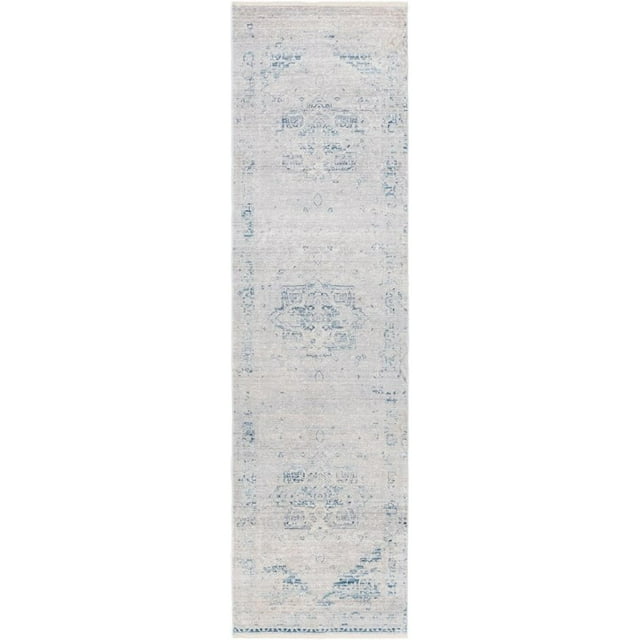 Unique Loom Noble Zone Géométrique de Médaillon Tapis 2' 7 x 10' Coureur Bleu/beige