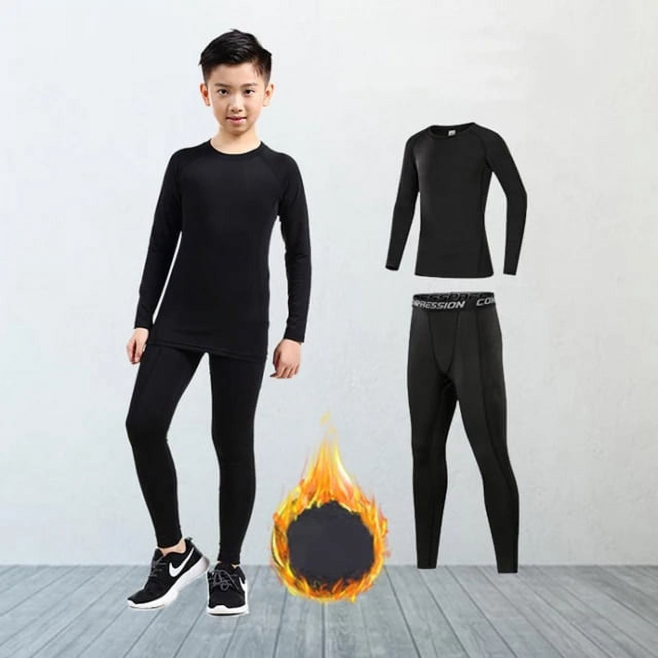 Sous-vêtements Thermiques Garçon (haut + Legging) - Polaire Légère Intérieure - Pour Sport, Ski, Quotidien Hiver - Respirant Et Extensible - 8