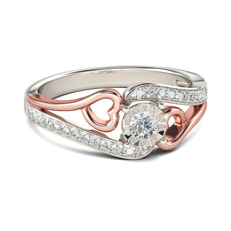 HeartsAndYou 3.5ct Round Cut Moissanite Heart Swirl Proposal Engagement Ring for Women 18k Dual Gold over Silver