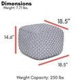 thumbnail image 3 of BirdRock Home Square Knitted Pouf Ottoman for Living Room - Grey, 3 of 4