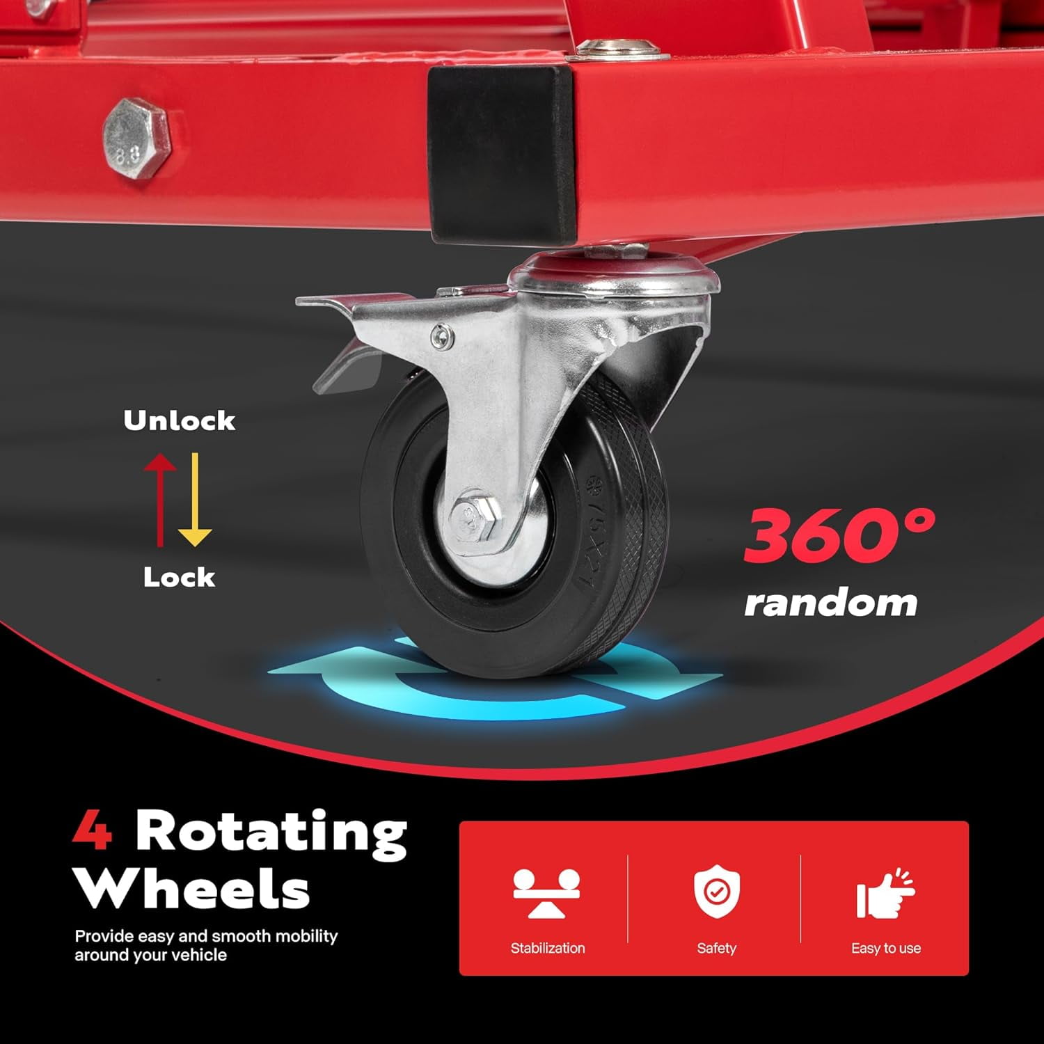 SPECSTAR Topside Automotive Engine Creeper, 46" to 71" Adjustable Height, 400LBS Capacity, with Leather Cushion and 4 Swivel Casters