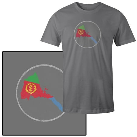 Country Flags T-shirt - Men's Eritrea Country Flag Illustration on Gray T-Shirt