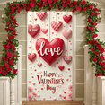 thumbnail image 6 of Pink Blue Striped Love Banner Heart Shaped Pet Backdrop White Paw Prints Romantic Valentine Background for Valentine's Day Anniversary Romantic Date, 6 of 9