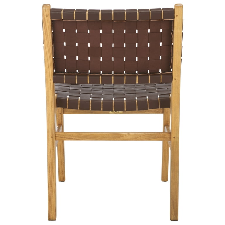 SAFAVIEH Taika Woven Leather Dining Chair, Cognac/Natural, Set of