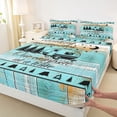 thumbnail image 5 of Erosebridal Turquoise Wood Black Camper RV Print Full Size Sheets, Coastal Camping Bed Sheets for Kids Boys and Girls, 1 Flat Sheet, 1 Fitted Sheet and 2 Pillowcases, 5 of 6