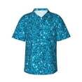 thumbnail image 2 of Picia Blue Glitter Gentle Cotton Regular Fit Short Sleeve Casual Hawaiian Shirt for Men-Small, 2 of 9