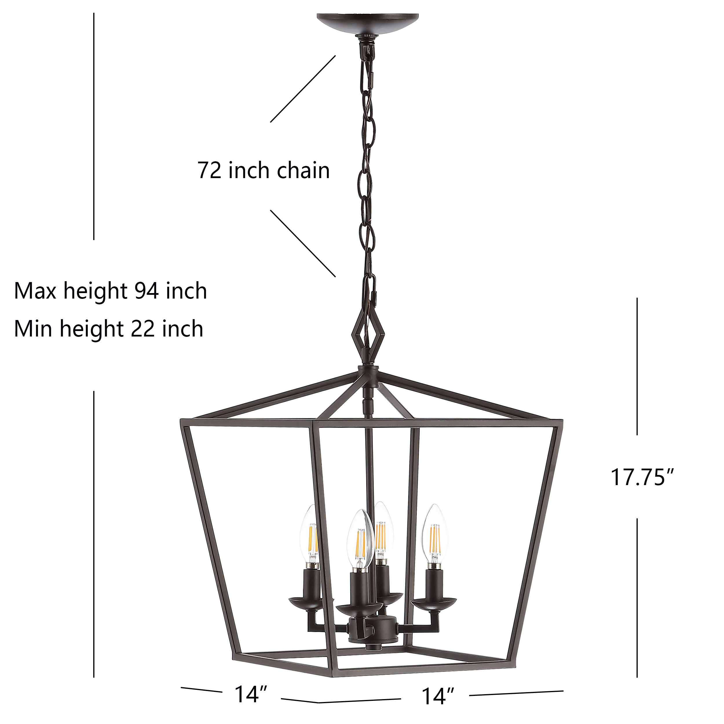 SAFAVIEH Rosalen 4 Light Industrial Pendant, Bronze Black