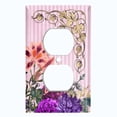 thumbnail image 2 of Metal Light Switch Plate Outlet Cover Elegant Pink Floral Striped Damask FLW075, 2 of 13