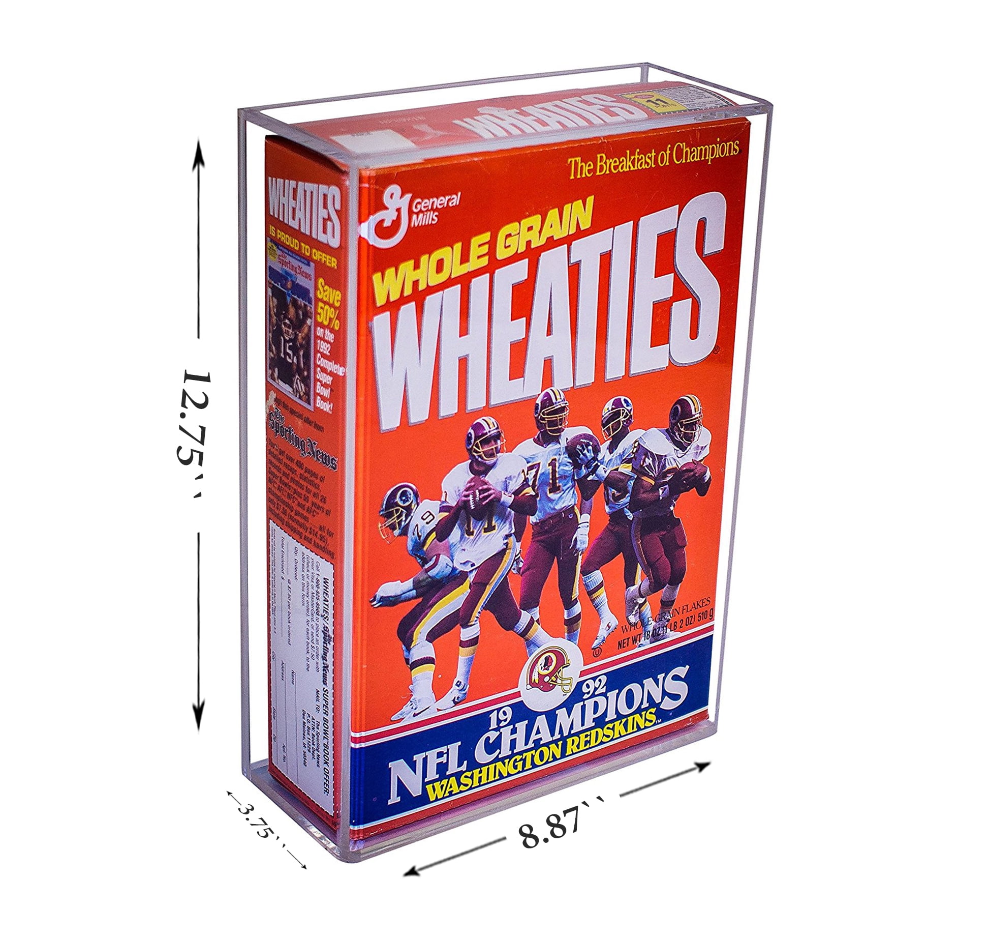 NEW WHEATIES 12 oz CEREAL BOX WALL MOUNT DISPLAY CASE 