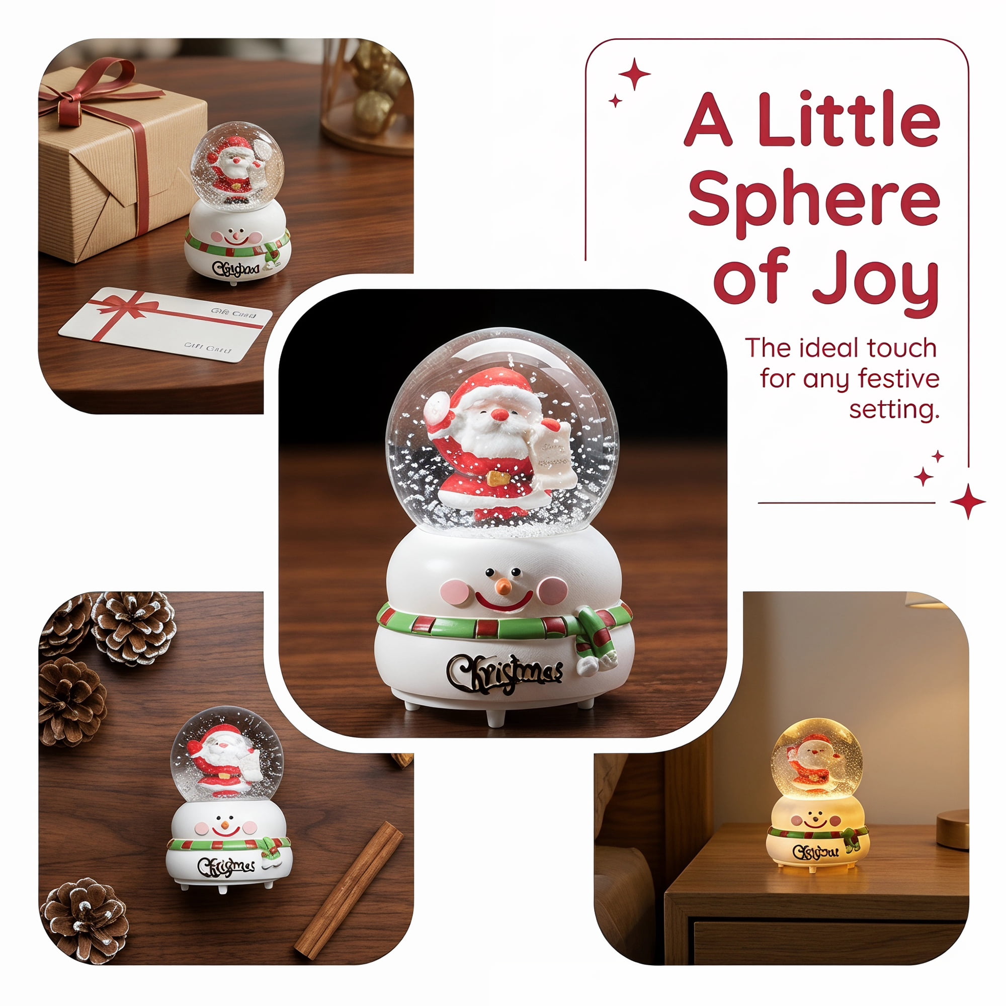 Unique Bargains Light Up Crystal Ball LED Glitter Snow Globe White B 1.8" x 1.8" x 2.7"
