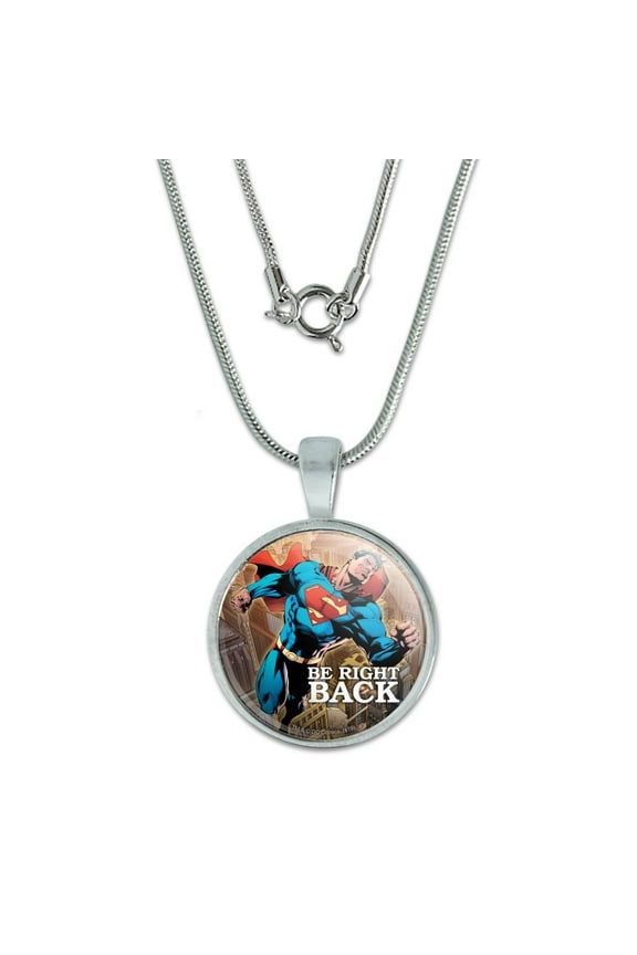 Superman Be Right Back 0.75" Pendant with Sterling Silver Plated Chain