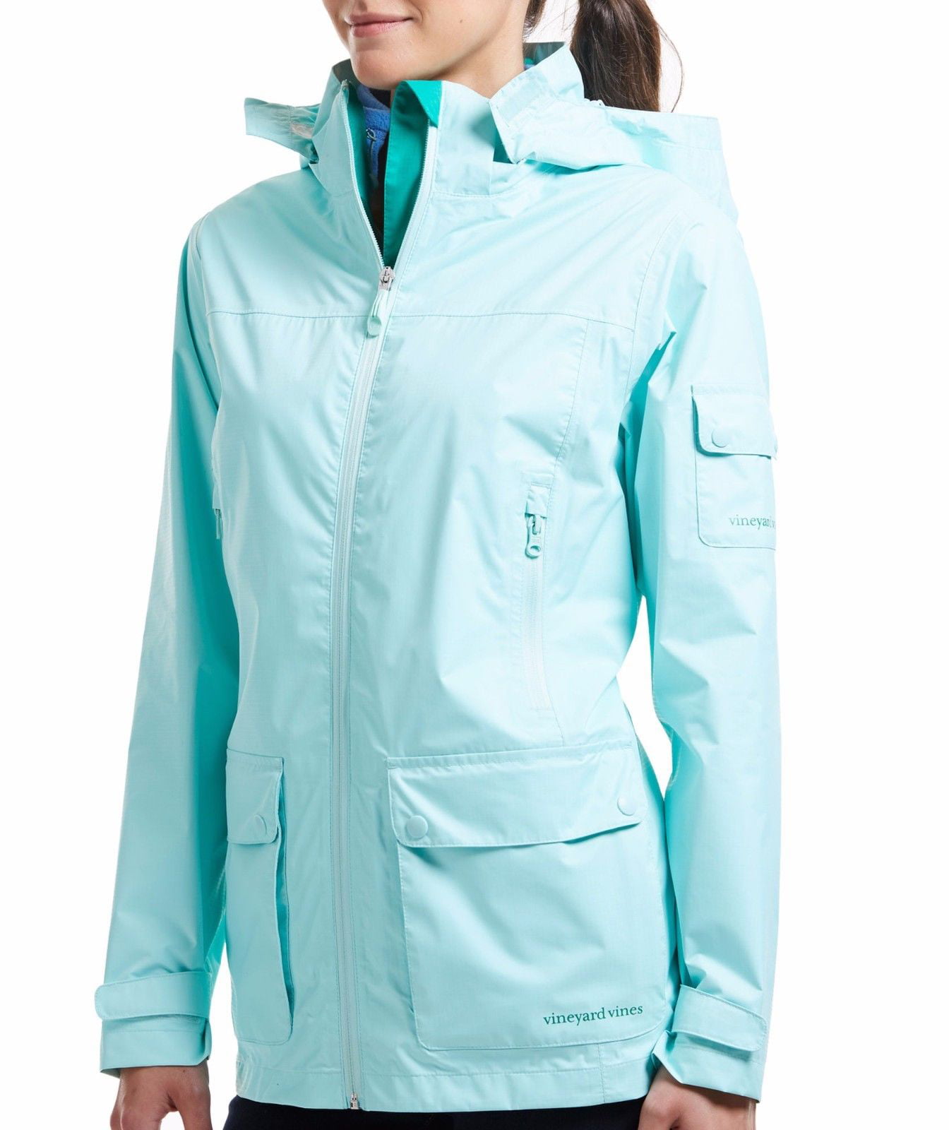 Vineyard Vines Women's 3 in 1 Rain Jacket Jacket Vest Crystal Blue $248.00 NWT