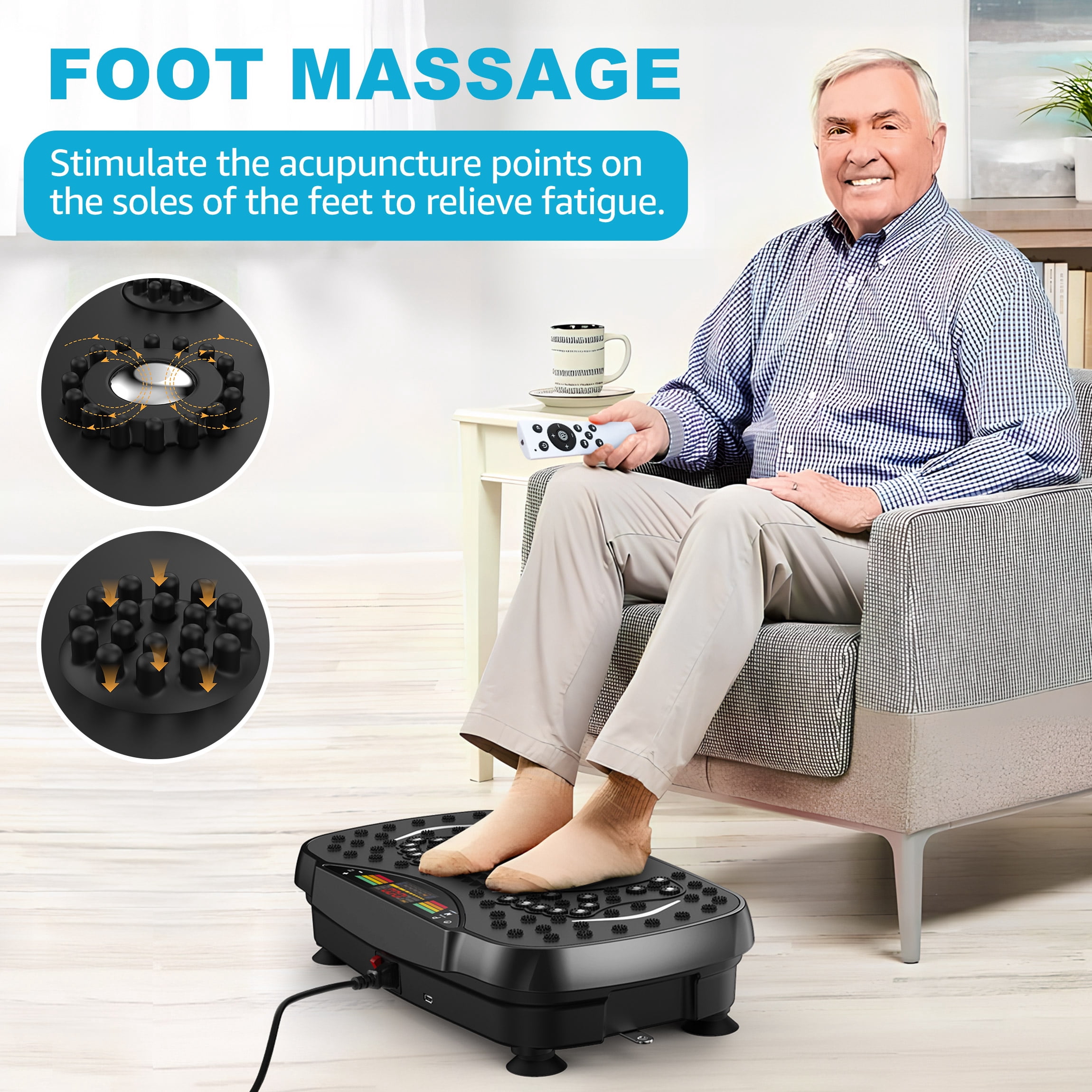 Hlthair Vibration Plate Exercise Machine for Lymphatic Drainage Machine Full Body Workout Vibration Fitness Platform with Bluetooth and Lights