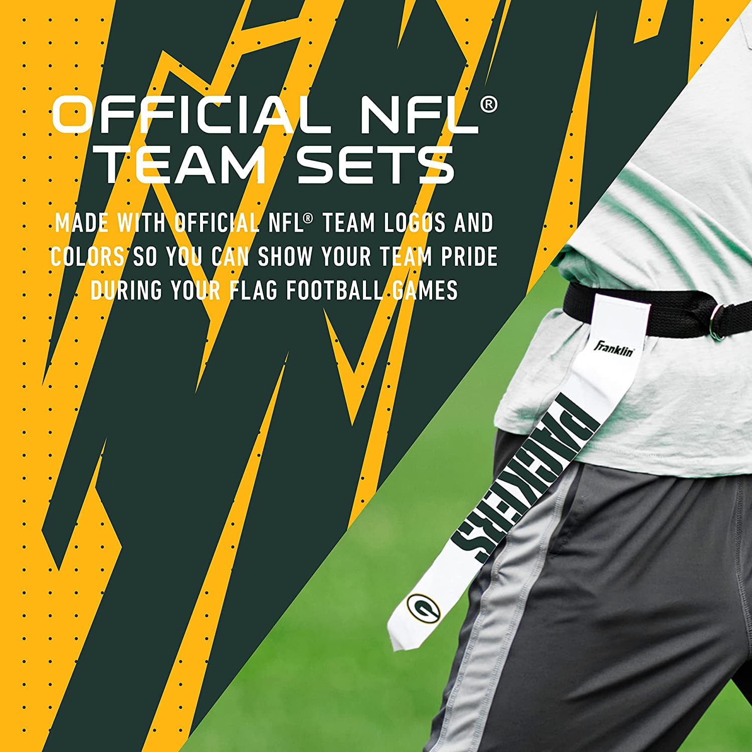 Franklin Sports NFL Green Bay Packers Youth Flag Football Set