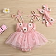 thumbnail image 2 of KTMKH Girls Sleeveless Flower Print Mesh Romper Bodysuit For Children Clothes Headbands For 12-18 Months, 2 of 4