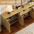 thumbnail image 3 of 126" Modern Reeded 8-Door Sideboard with Drawers, 4-In-1 Wooden Credenza Storage Cabinet for Kitchen, Dining Room, 3 of 6