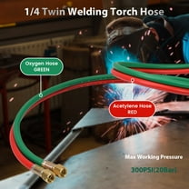 iMeshbean 100FT Oxygen Acetylene Hose,300PSI 1/4 Twin Welding Torch Hose with 9/16"-18 B fittings Oxy Acetylene Oxygen Cutting Industrial